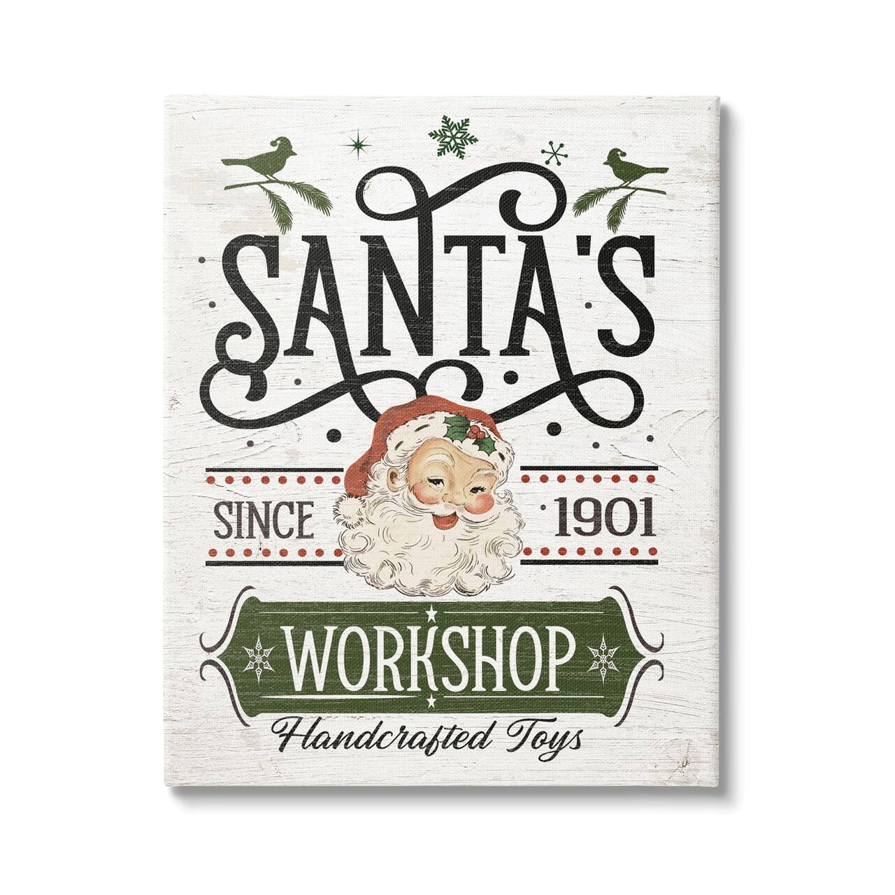 Stupell Industries Santa's Workshop Toys Vintage Signage Canvas Wall Art